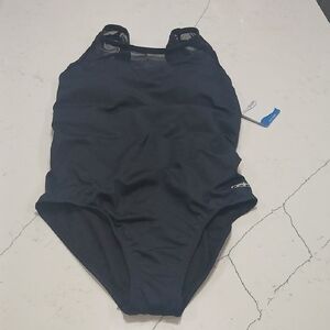 Dolfin Black One Piece Swin Suit Sz12 Padded New With Tag